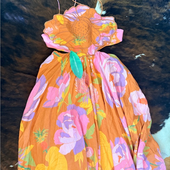 FARM Rio Pink, Orange & Yellow Floral Maxi Dress with Spaghetti Straps - Picture 4 of 6